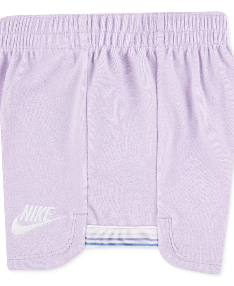 Nike Little Girls Let's Roll Towel Terry T-Shirt & Shorts, 2 Piece Set