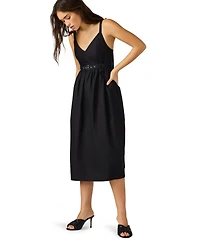 Steve Madden Women's Juno Belted V-Neck Midi Dress