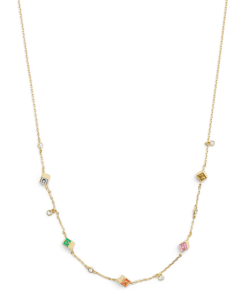 Coach Faux Stone Signature Logo Enamel Cube Strand Necklace