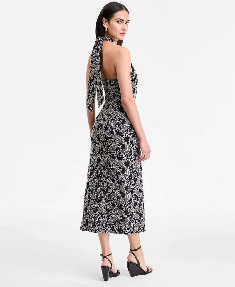 I.n.c. International Concepts Women's Embroidered Cotton Halter Dress, Exclusively at Macy's