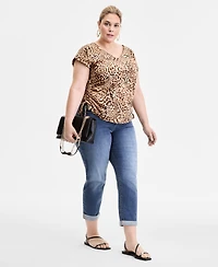 I.n.c. International Concepts Plus Printed Adjustable-Side-Tie Top, Exclusively at Macy's