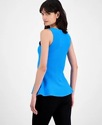 T Tahari Women's Square-Neck Peplum-Hem Sleeveless Top