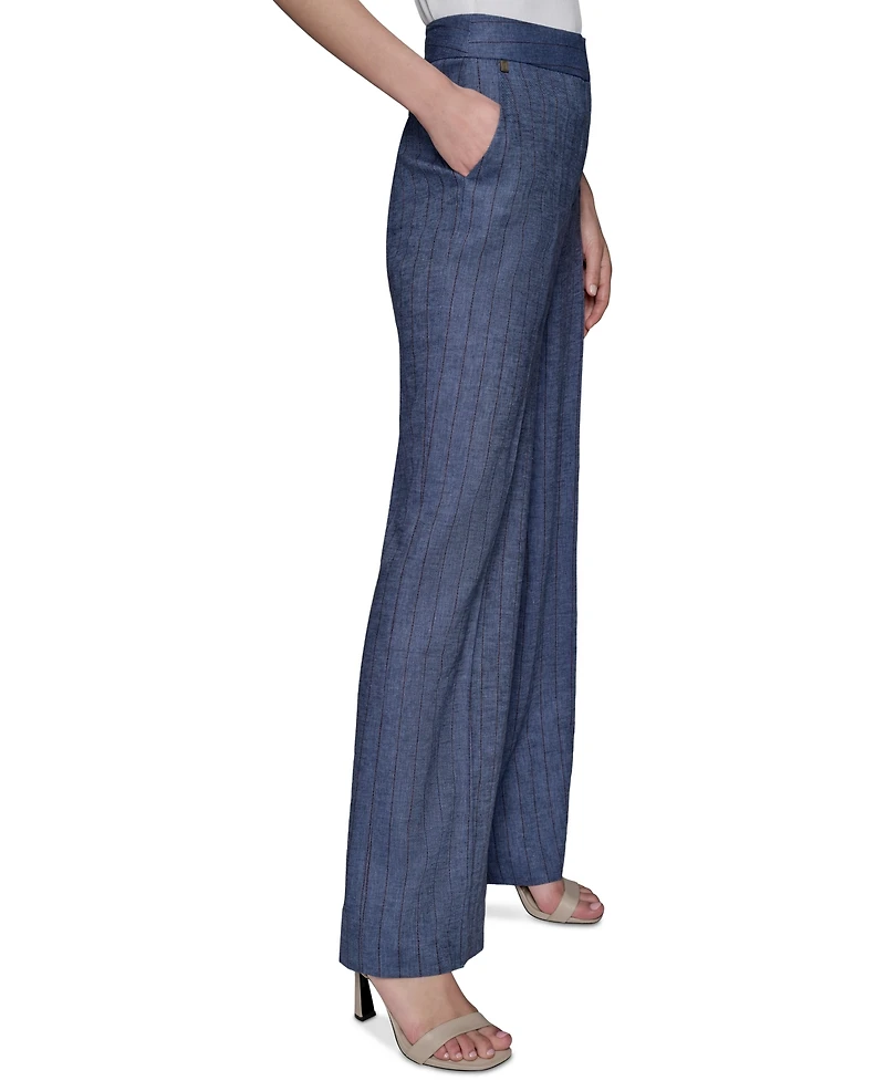 Karl Lagerfeld Paris Women's Pinstriped Wide-Leg Pants