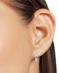 Diamond Hoop Earrings (1/4 ct. t.w.) in 14k Gold-Plated Sterling Silver