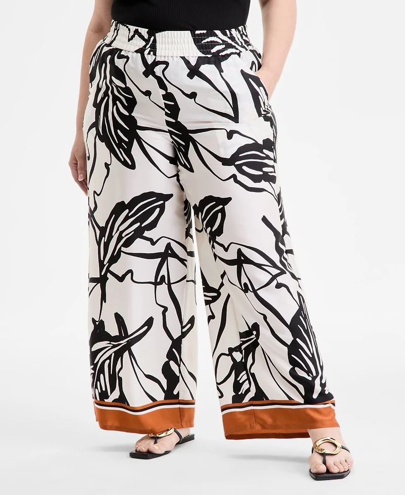 I.n.c. International Concepts Plus Printed High-Rise Pants, Exclusively at Macy's