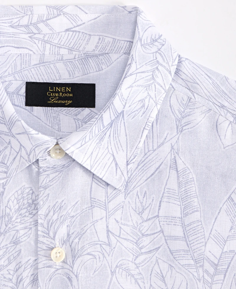 Club Room Men's Elevated Line Regular-Fit Tropical-Print Button-Down Linen Shirt, Exclusively at Macy's