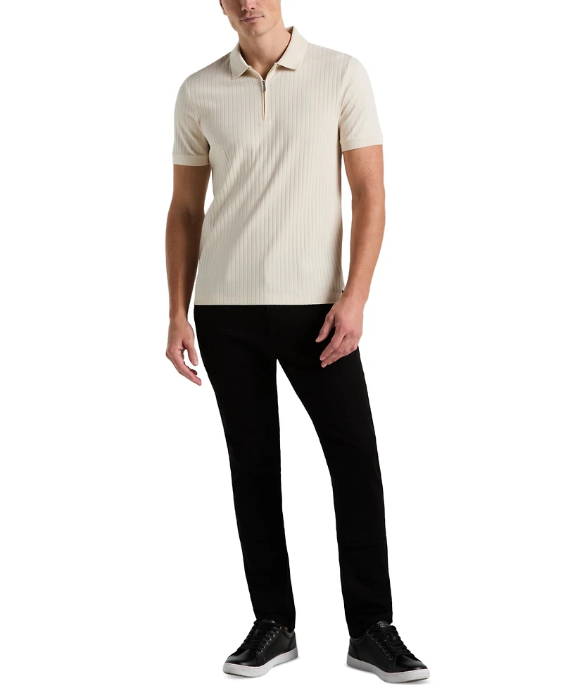 Perry Ellis Men's Slim-Fit Ribbed-Knit 1/4-Zip Polo Shirt