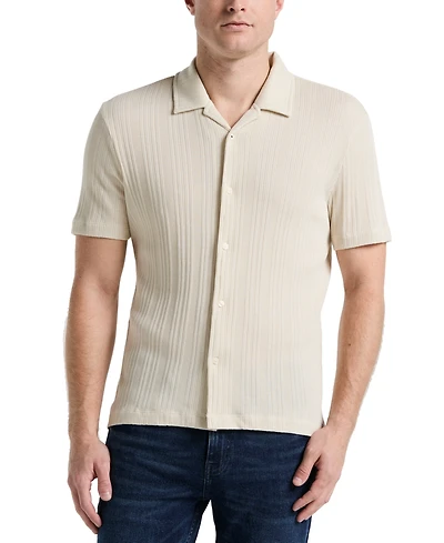 Perry Ellis Men's Short Sleeve Striped Button-Front Camp Shirt
