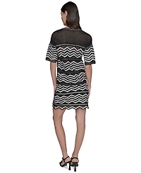 Karl Lagerfeld Paris Women's Short-Sleeve Chevron Knit Sweater Dress