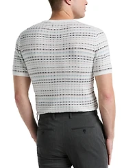 Perry Ellis Men's Jacquard Multicolor Short Sleeve Geometric Print Sweater