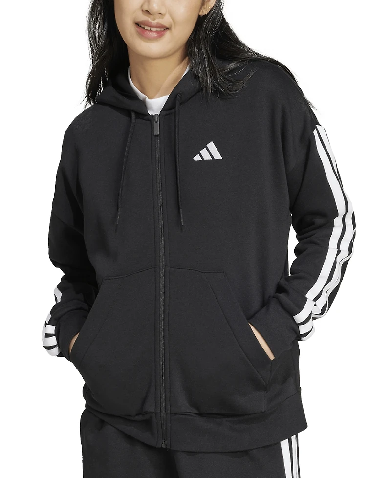 adidas Women's 3-Stripe Fleece Full Zip Hoodie