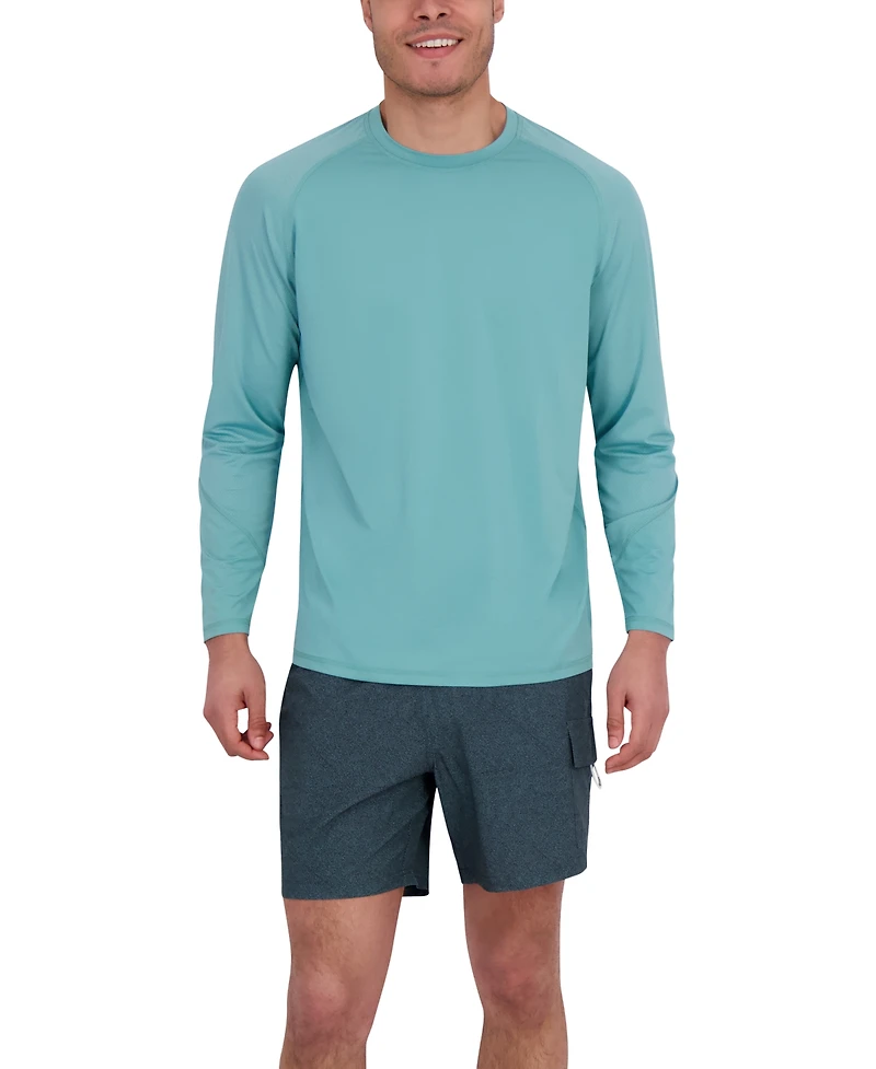 Spyder Men's Long Sleeve Waffle-Knit Crewneck Swim Shirt