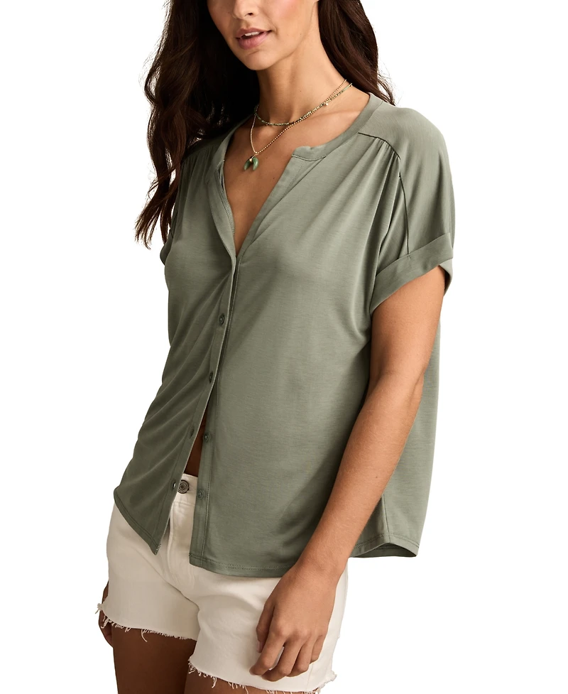 Lucky Brand Women's Sandwash Short Sleeve Button Front Shirt
