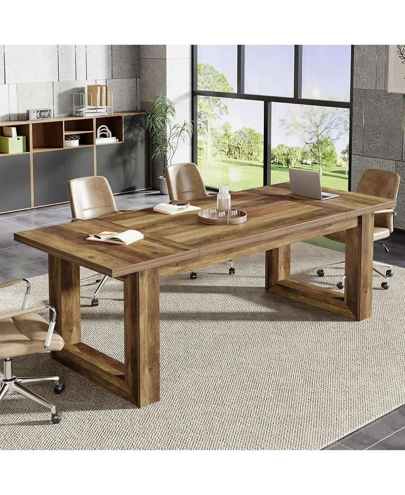 Tribesigns Conference Table, 5 ft Meeting Room Table with Solid Wooden Base, Large