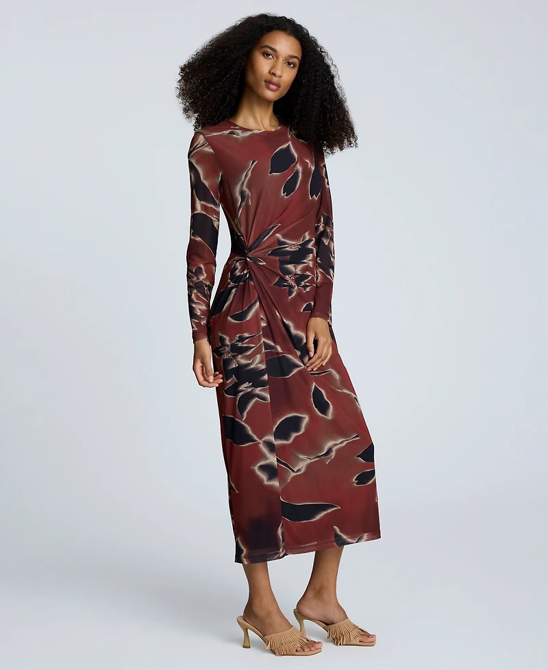 Kenneth Cole Women's Knot-Front Long-Sleeve Maxi Dress