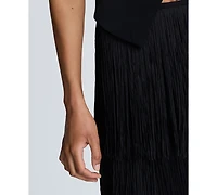 Kenneth Cole Women's Tiered Fringe Back-Zip Skirt