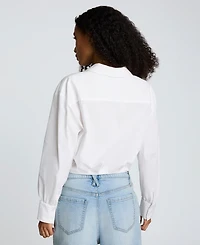 Kenneth Cole Women's Button-Front Long-Sleeve Cropped Shirt