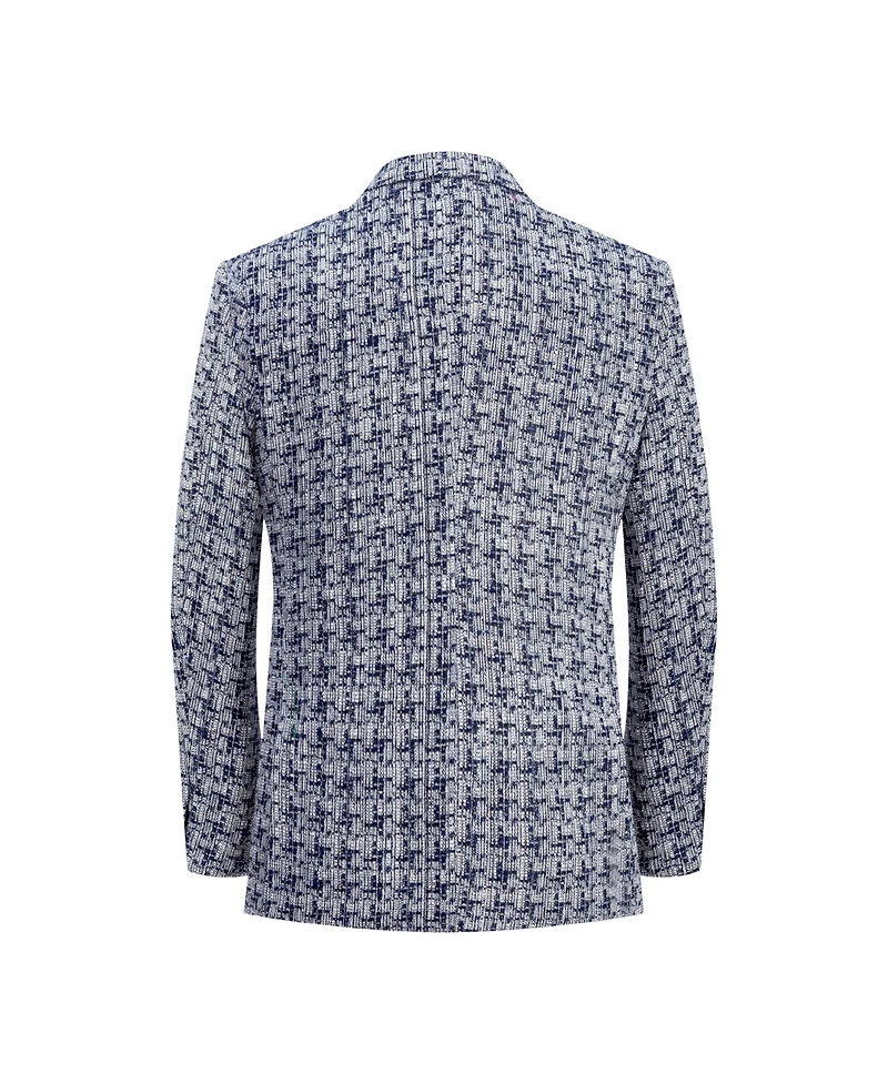 Elie Balleh Boys Navy Slim Fit Houndstooth Blazer
