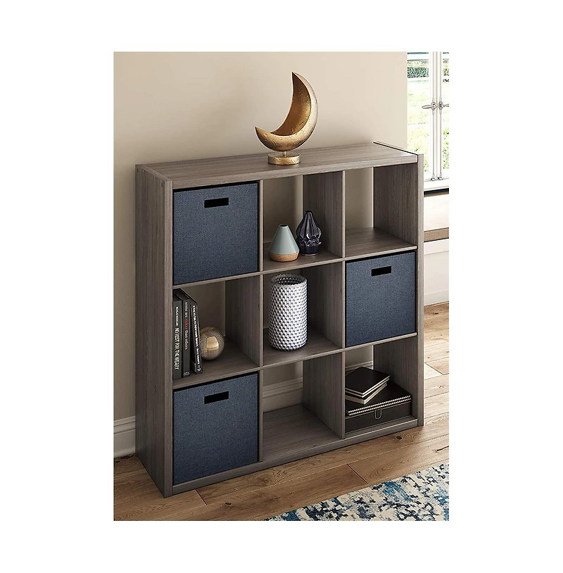 ClosetMaid Decorative Bookcase Open Back 9-Cube Storage Organizer, Graphite Gray