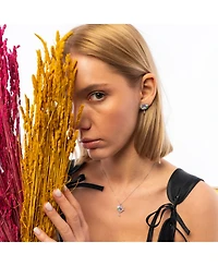 Spero London Pansy Violet Floral Earring in Sterling Silver