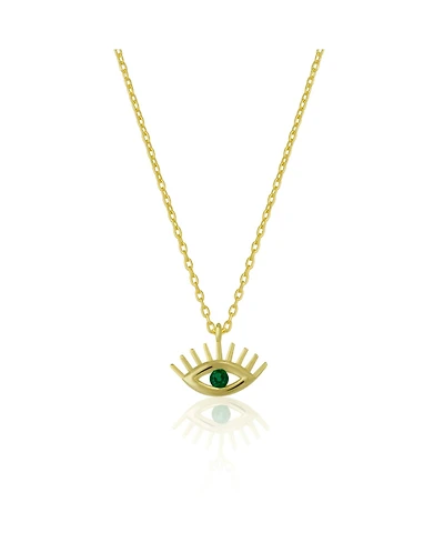 Spero London Emerald Eye Evil Eye Sterling Silver Necklace