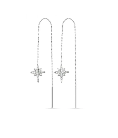 Spero London Northernstar Starbust Sterling Silver Chain Drop Earrings