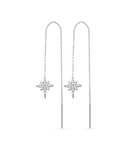 Spero London Northernstar Starbust Sterling Silver Chain Drop Earrings