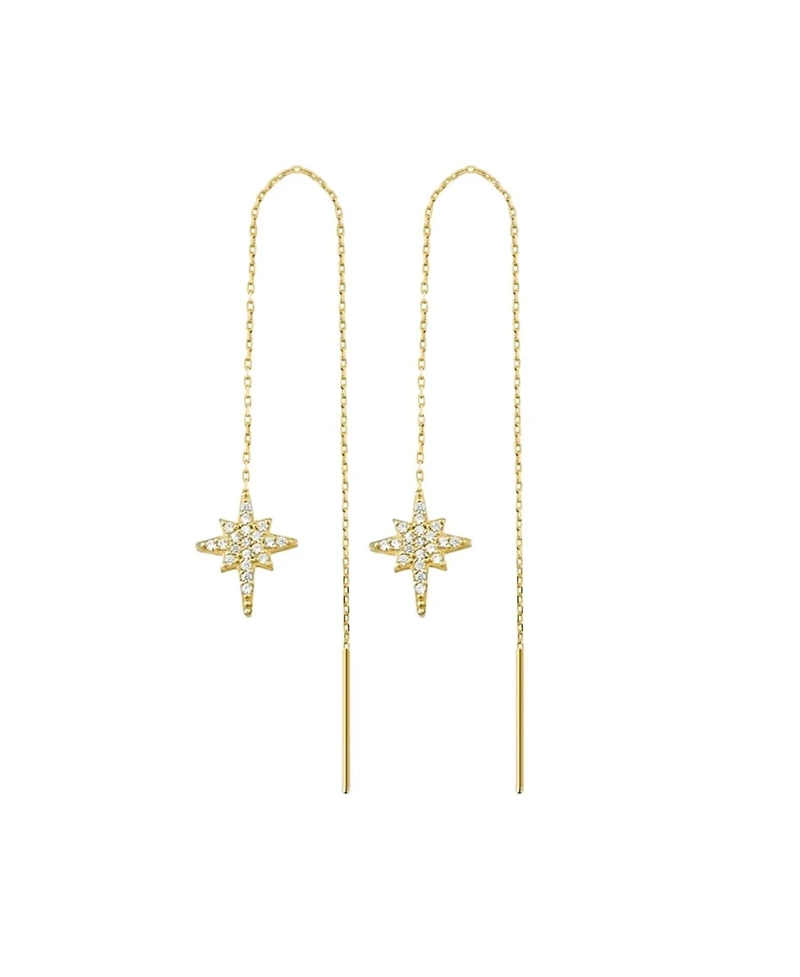 Spero London Northernstar Starbust Sterling Silver Chain Drop Earrings