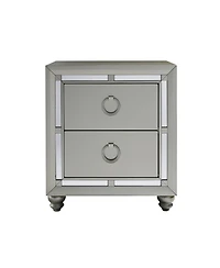 Modern Tone Nightstand with 2 Drawers and Mirror Accents