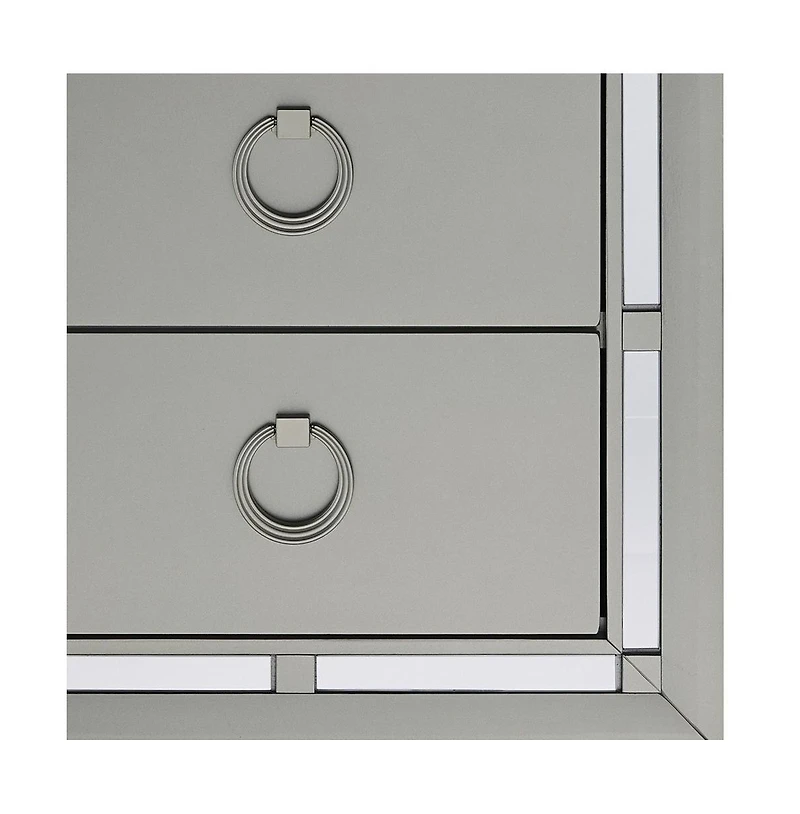 Modern Tone Nightstand with 2 Drawers and Mirror Accents