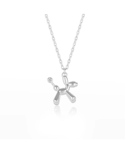 Spero London Balloon Dog Poodle Necklace In Sterling Silver
