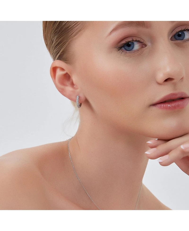 Spero London Pave Sterling Silver Hoop Earrings