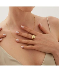 Spero London Sun Face Embossed Sterling Silver Medal Ring