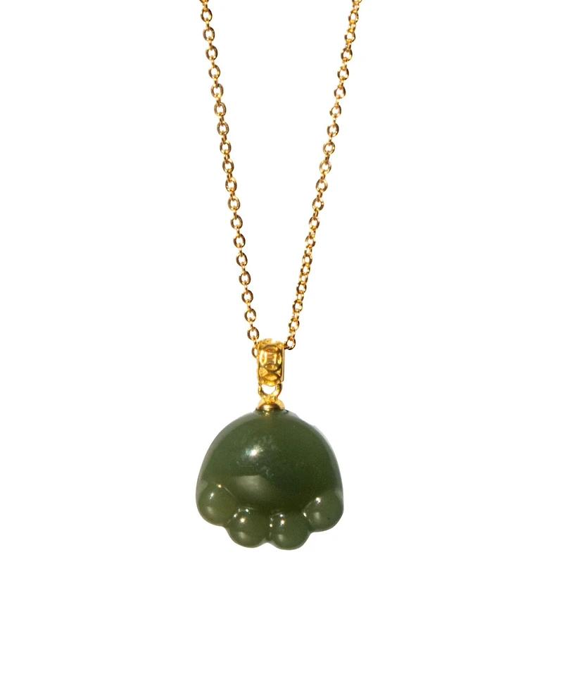 Cat Paw Ii — Green Jade Pendant Necklace