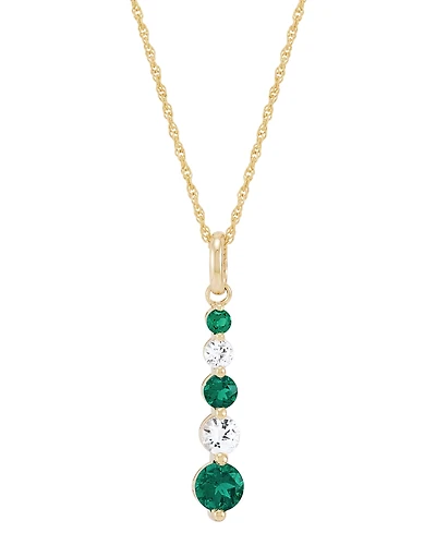 Lab-Created Emerald (5/8 ct. t.w.) & Lab-Created White Sapphire (1/2 ct. t.w.) Pendant Necklace in 14k Yellow Gold over Sterling Silver, 16" + 2" exte