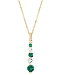 Lab-Created Emerald (5/8 ct. t.w.) & Lab-Created White Sapphire (1/2 ct. t.w.) Pendant Necklace in 14k Yellow Gold over Sterling Silver, 16" + 2" exte