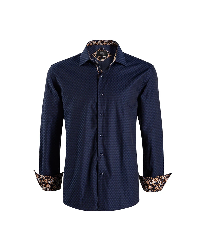Elie Balleh Big Boys Navy Slim Fit Jacquard Dot Shirt