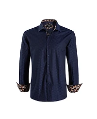 Elie Balleh Big Boys Navy Slim Fit Jacquard Dot Shirt