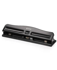 3 Hole Punch Heavy Duty, Ring Puncher for Binder, 10 Sheet Adjustable Paper Punch, Metal Three with Built-in Waste Chip Tray, Deskto