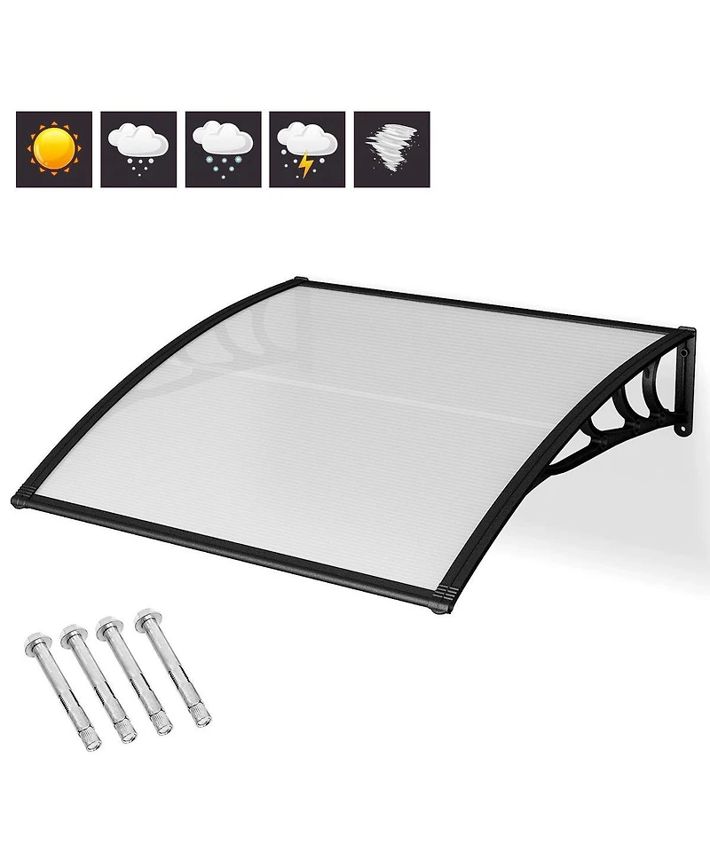 40 x 40 Inch Outdoor Polycarbonate Front Door Window Awning Canopy-Black