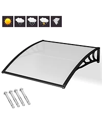 40 x 40 Inch Outdoor Polycarbonate Front Door Window Awning Canopy-Black