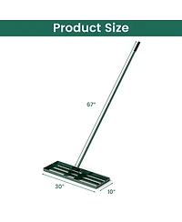 30 x 10 Inch Lawn Leveling Rake with Ergonomic Handle