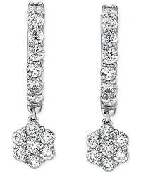 Diamond Dangling Flower Earrings (1 ct. t.w.) in 10k White Gold