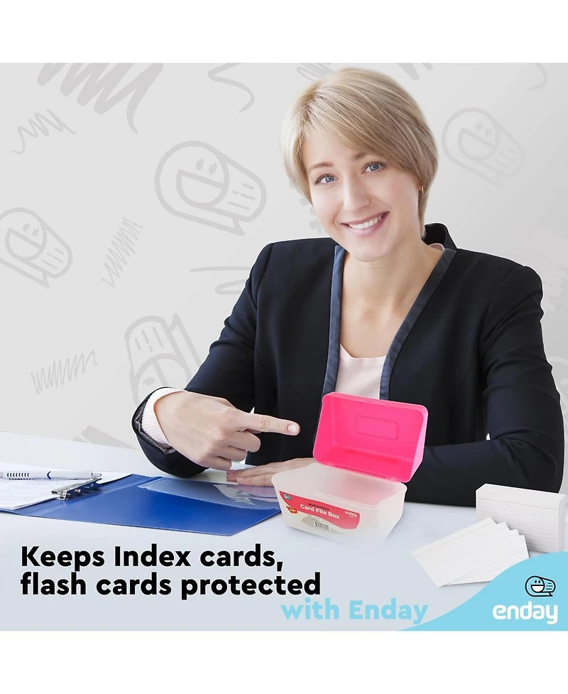 Enday Index Card Holder Red, 3x5 Note Flash Card Organizer Case, Index Card File w/flip top, Notecard Recipe, Holder, Holds 250 Cards (1 Pc)
