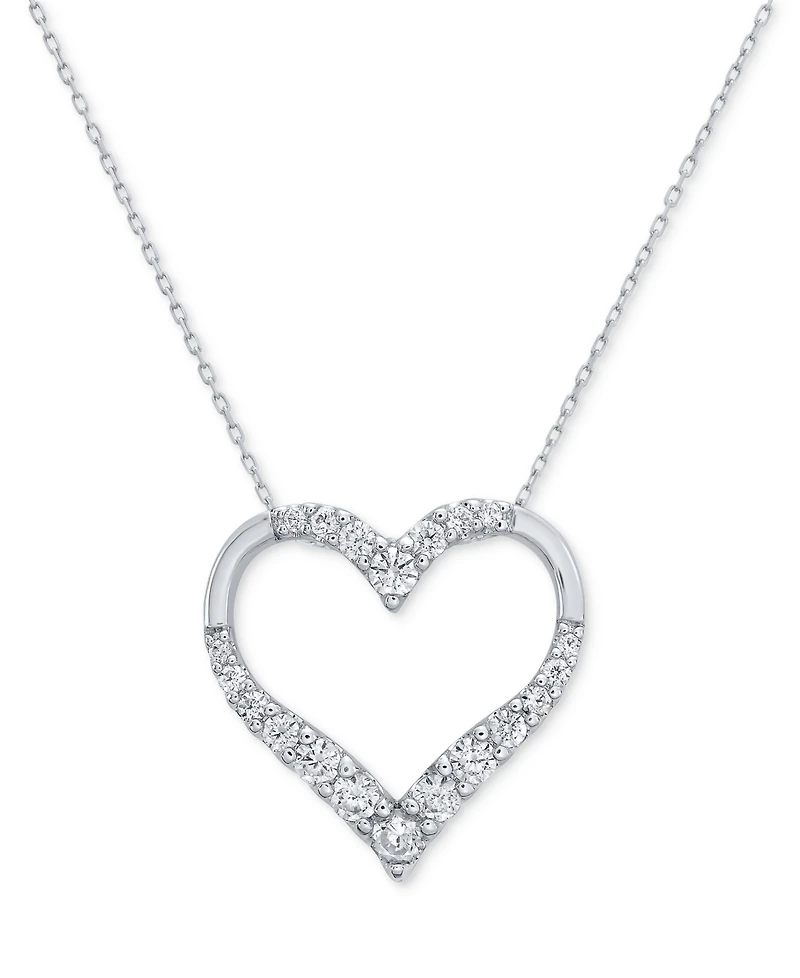 Diamond Heart 18" Pendant Necklace (3/4 ct. t.w.) in 10k White Gold