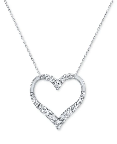Diamond Heart 18" Pendant Necklace (3/4 ct. t.w.) in 10k White Gold