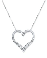 Diamond Heart 18" Pendant Necklace (3/4 ct. t.w.) in 10k White Gold