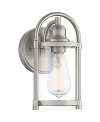 John Timberland Avani Rustic Farmhouse Outdoor Wall Light Fixture Brushed Nickel 10 1/4" Clear Glass for Exterior Barn Deck House Porch Yard Pati