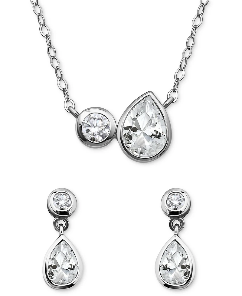 Giani Bernini 2-Pc. Set Cubic Zirconia Pear & Round Pendant Necklace Drop Earrings Sterling Silver, Exclusively at Macy's