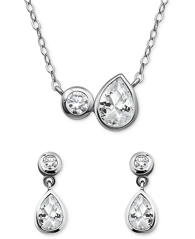 Giani Bernini 2-Pc. Set Cubic Zirconia Pear & Round Pendant Necklace Drop Earrings Sterling Silver, Exclusively at Macy's
